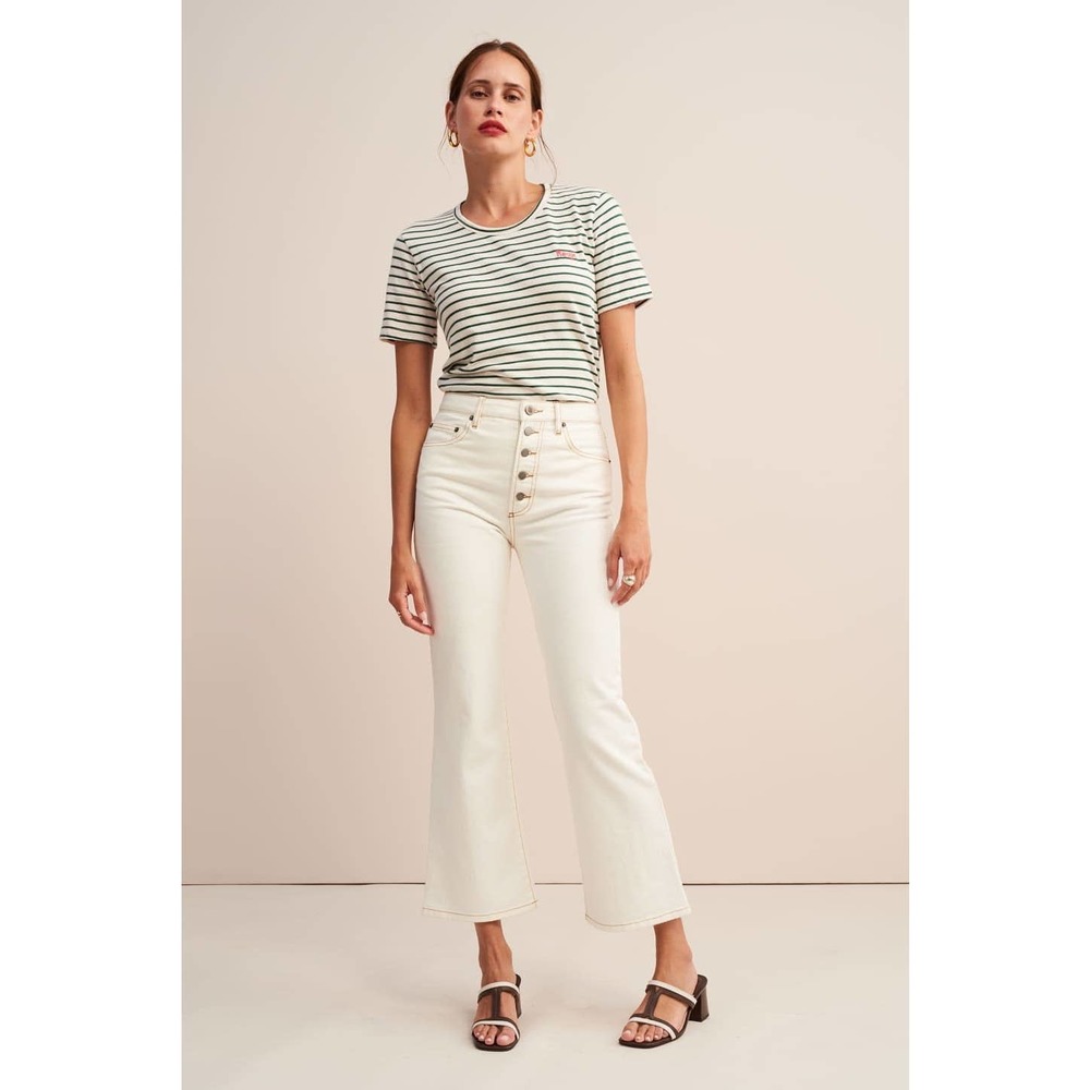 Rouje Bastille High Rise Bootcut Flare Cropped Jean White-27